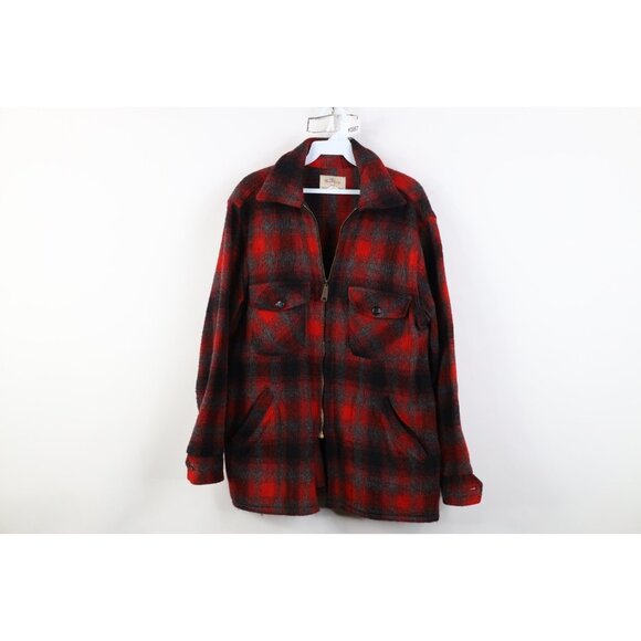 Vtg 60s Streetwear Mens Medium Mackinaw Wool Full Zip Shirt Jacket Jac Shirt USA